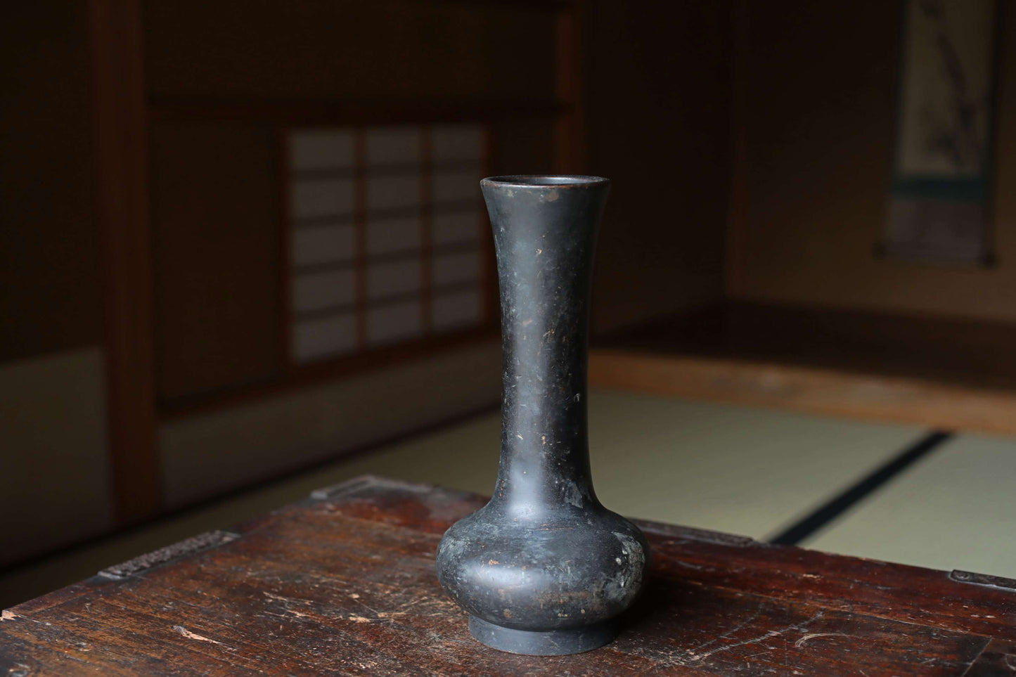 Vintage Japanese Bronze Vase, IKEBANA Flower Arrangement, Buddhist Temple Design