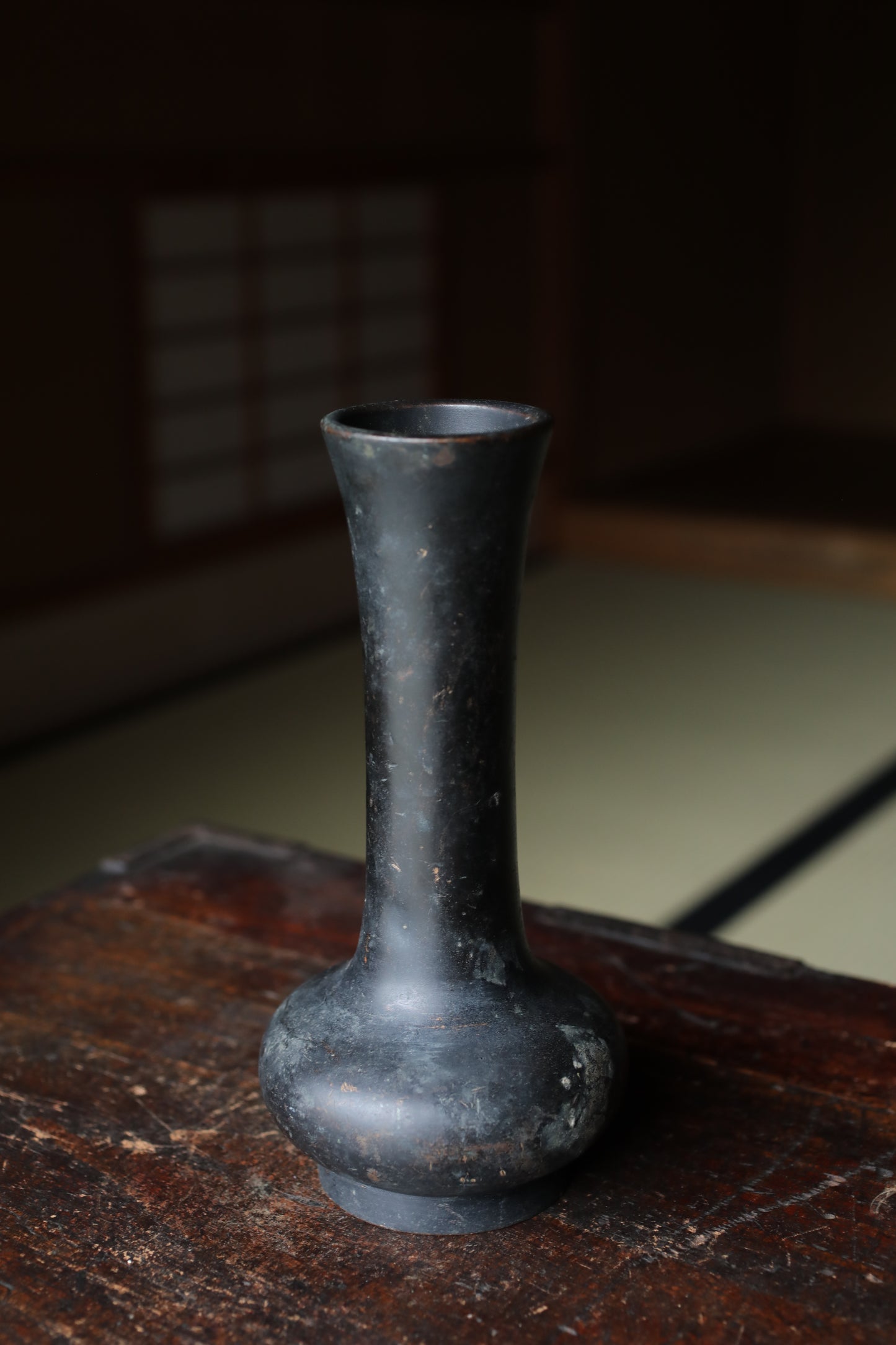 Vintage Japanese Bronze Vase, IKEBANA Flower Arrangement, Buddhist Temple Design