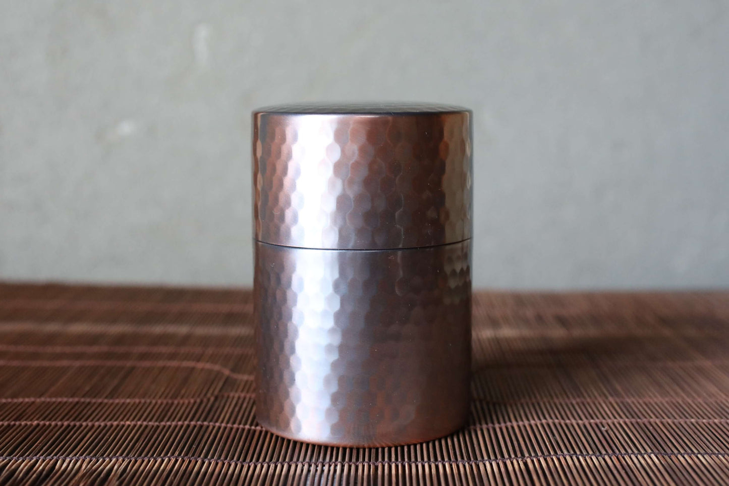 Hammered Copper Double Lids Tea caddy with Signature