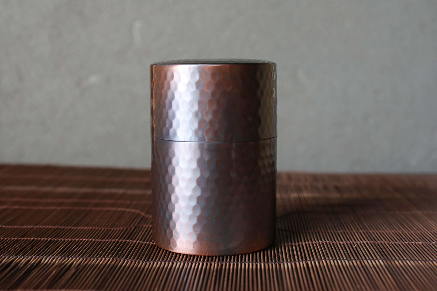 Hammered Copper Double Lids Tea caddy with Signature