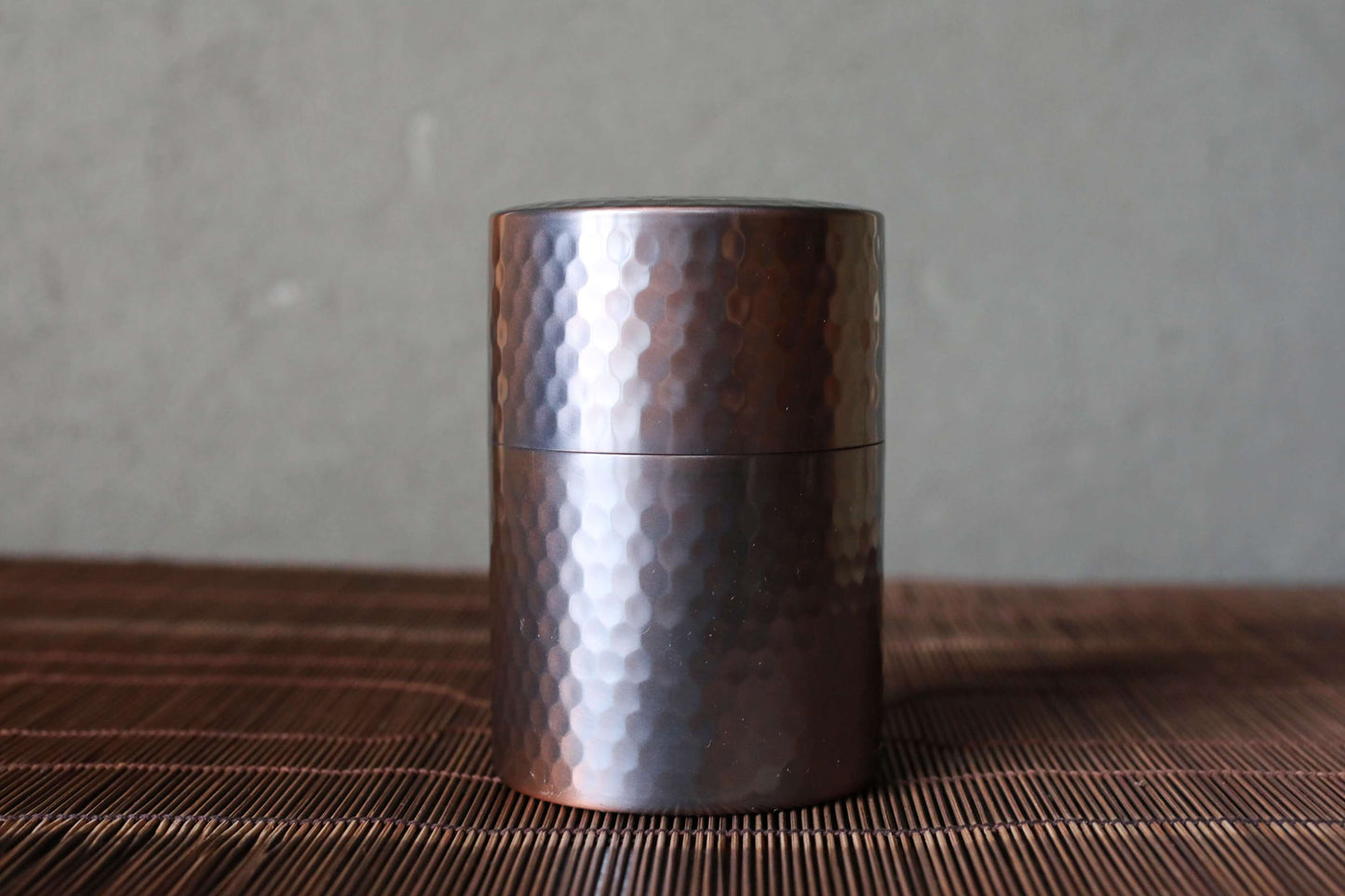 Hammered Copper Double Lids Tea caddy with Signature