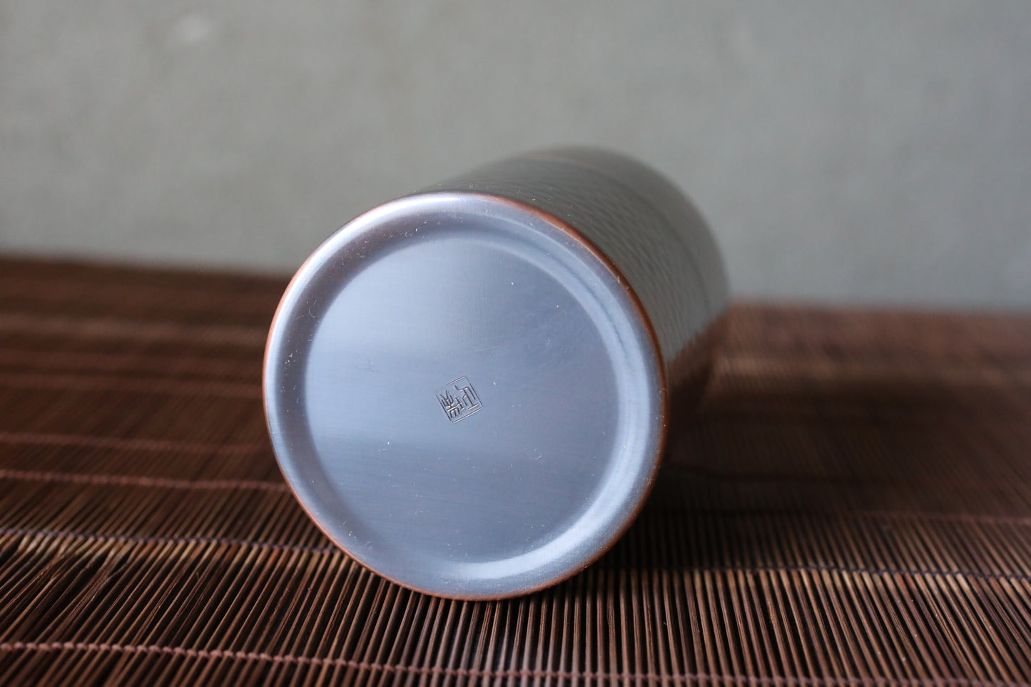Hammered Copper Double Lids Tea caddy with Signature