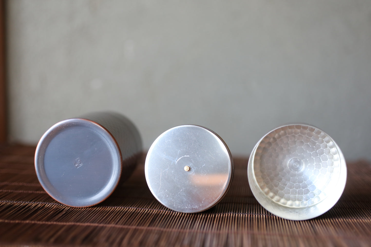 Hammered Copper Double Lids Tea caddy with Signature