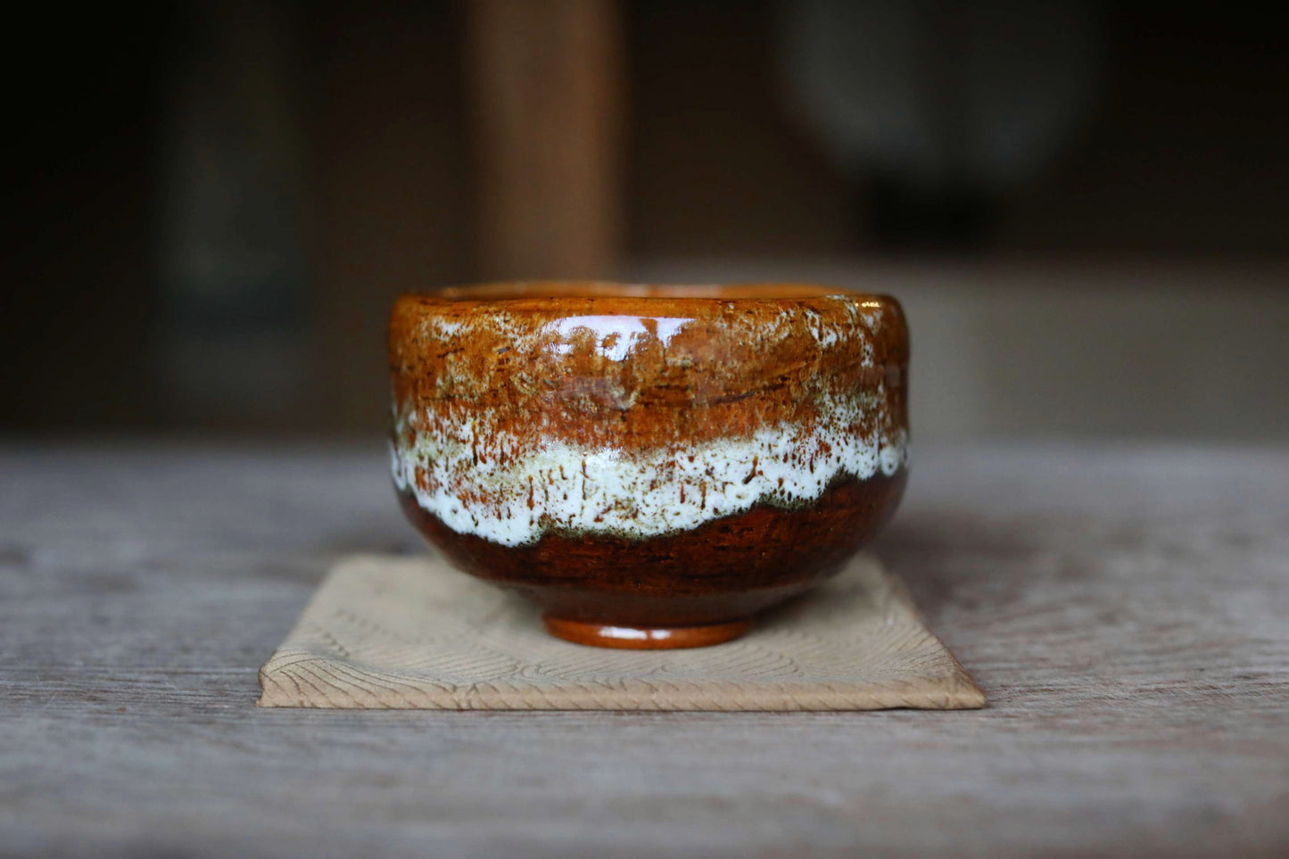 Matcha tea cup bowl Japanese RAKU CHAWAN handmade Tea Ceremony pottery with box