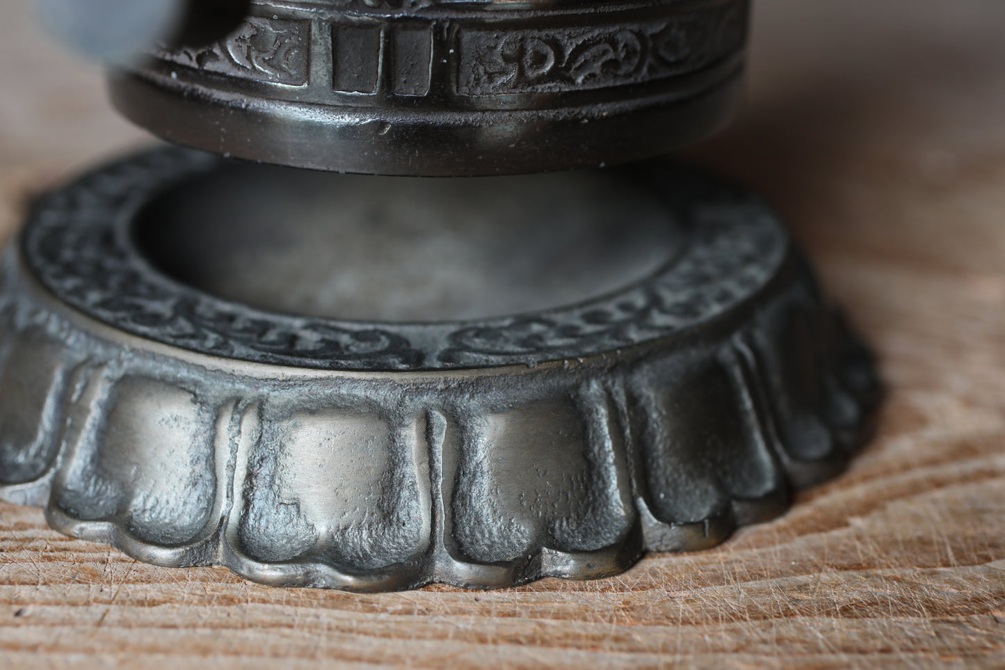 Vintage Japanese Bronze Temple Bell, Dragon Stand, Buddhist Instrument (H11.4in/H29cm)