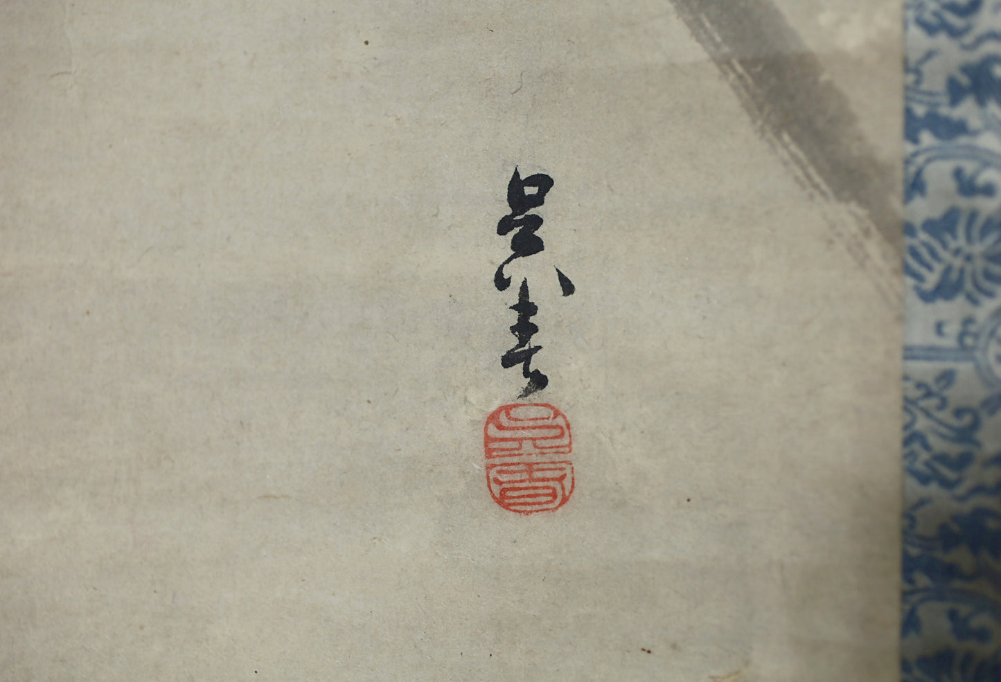Vintage Japanese Ink Wash Painting: Camellia and Bird Kakejiku Scroll