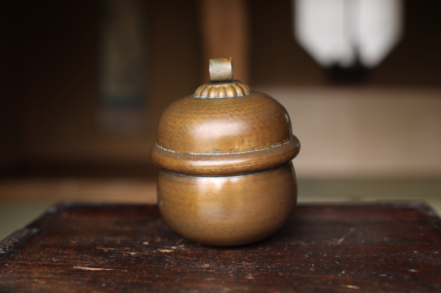 Suzu Bell- Shinto Japanese Antique Bronze Shrine, Handcrafted Metal (H7.7in/H19.5cm)