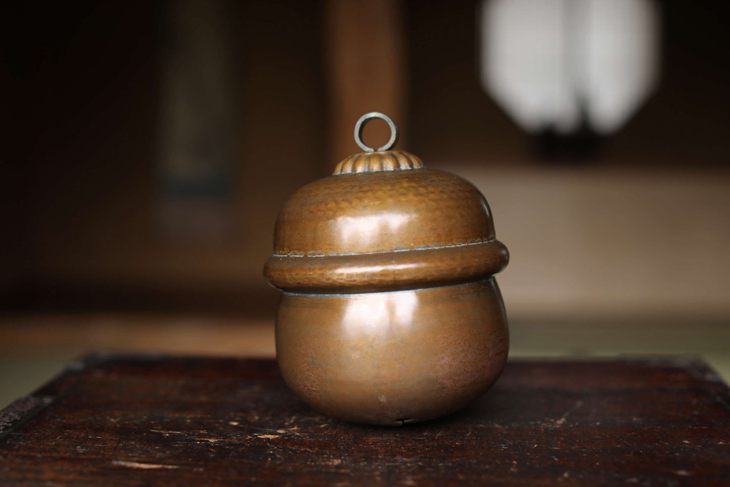 Suzu Bell- Shinto Japanese Antique Bronze Shrine, Handcrafted Metal (H7.7in/H19.5cm)