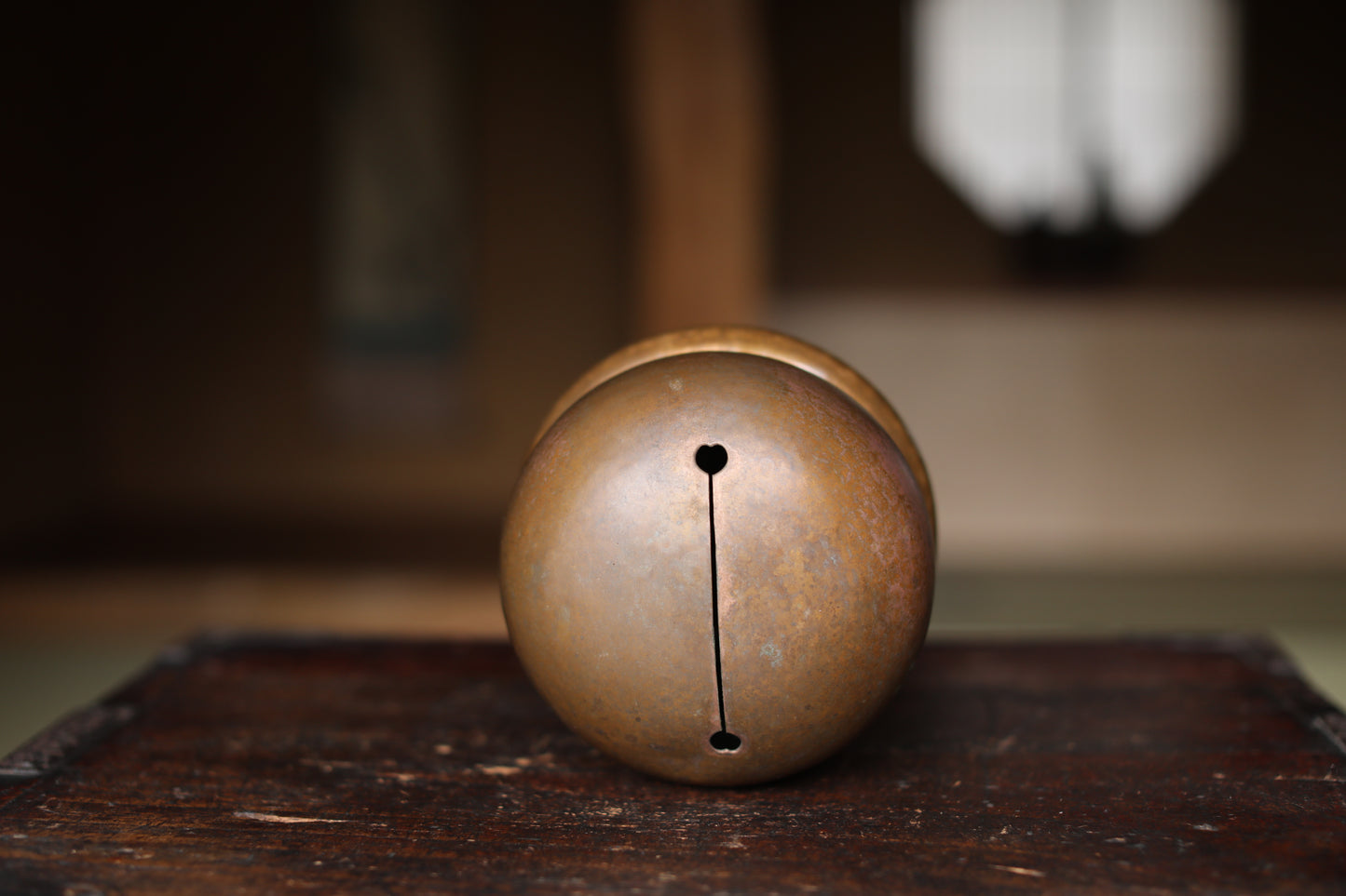 Suzu Bell- Shinto Japanese Antique Bronze Shrine, Handcrafted Metal (H7.7in/H19.5cm)