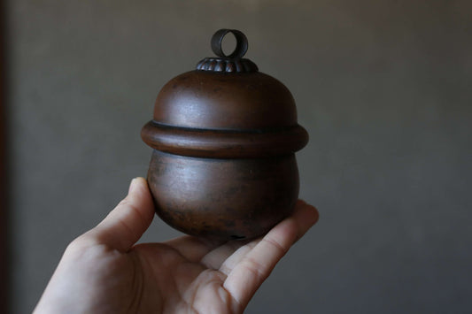 Suzu Bell- Shinto Japanese Antique Bronze Shrine, Handcrafted Metal (H3.7in/H10cm)