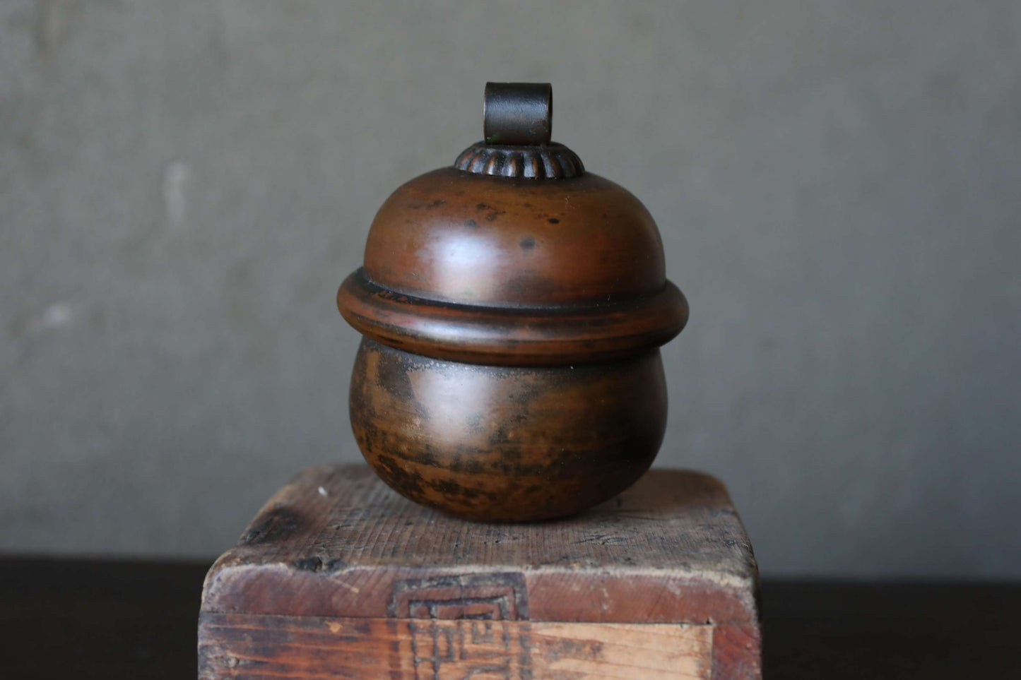 Suzu Bell- Shinto Japanese Antique Bronze Shrine, Handcrafted Metal (H3.7in/H10cm)