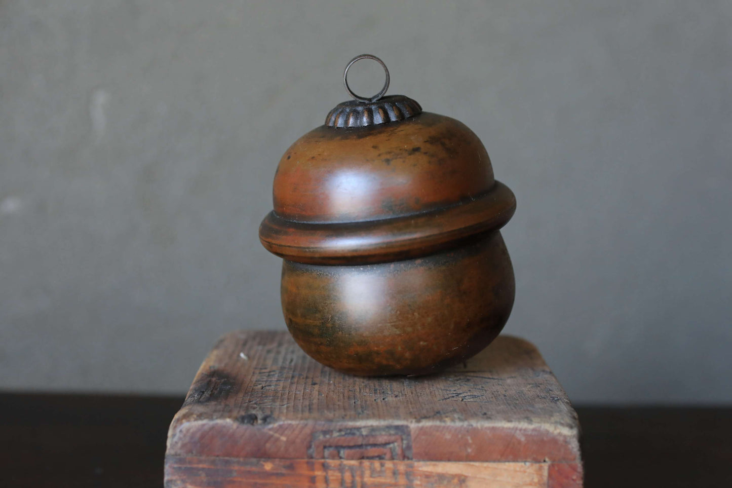 Suzu Bell- Shinto Japanese Antique Bronze Shrine, Handcrafted Metal (H3.7in/H10cm)