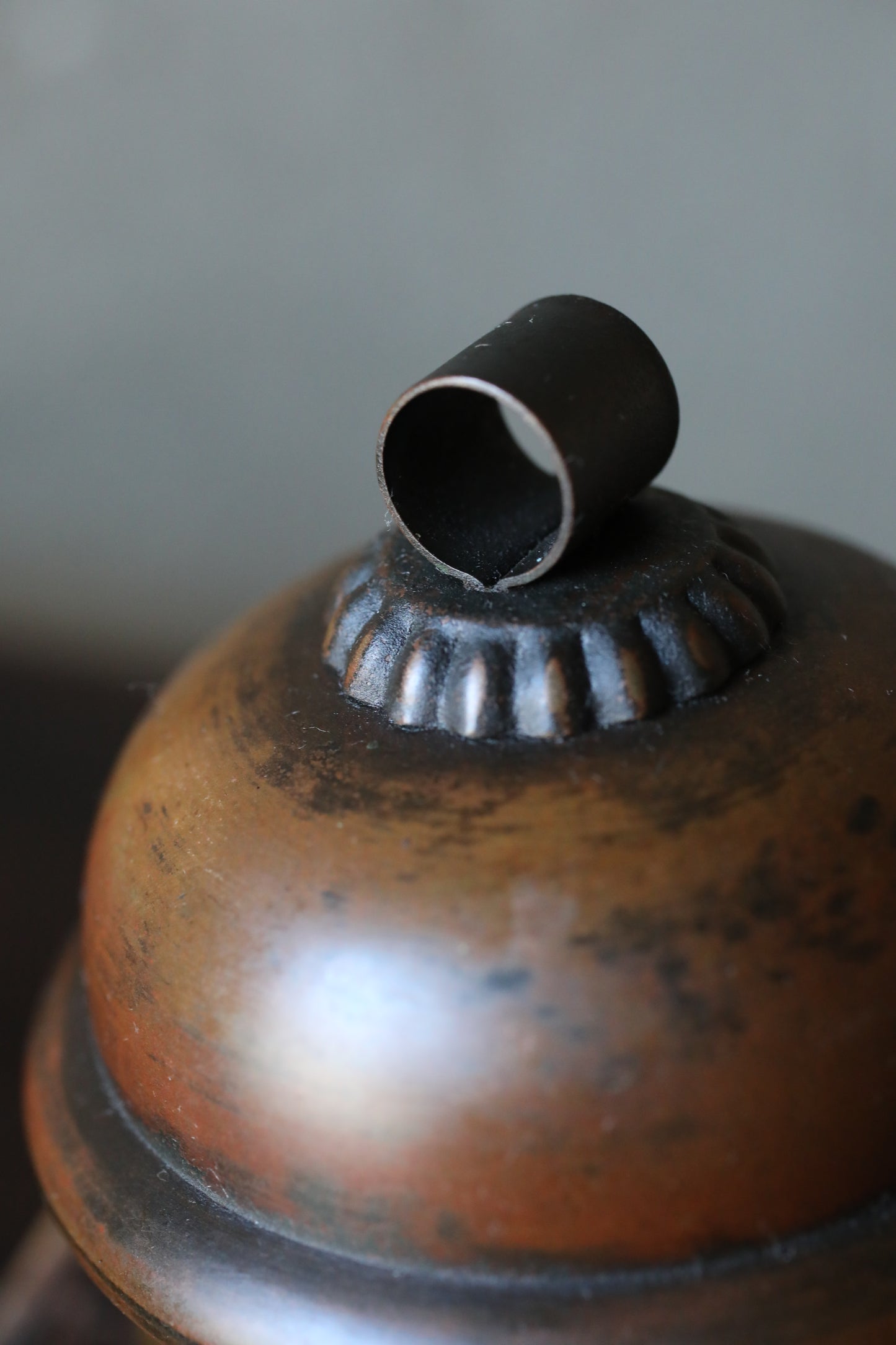 Suzu Bell- Shinto Japanese Antique Bronze Shrine, Handcrafted Metal (H3.7in/H10cm)