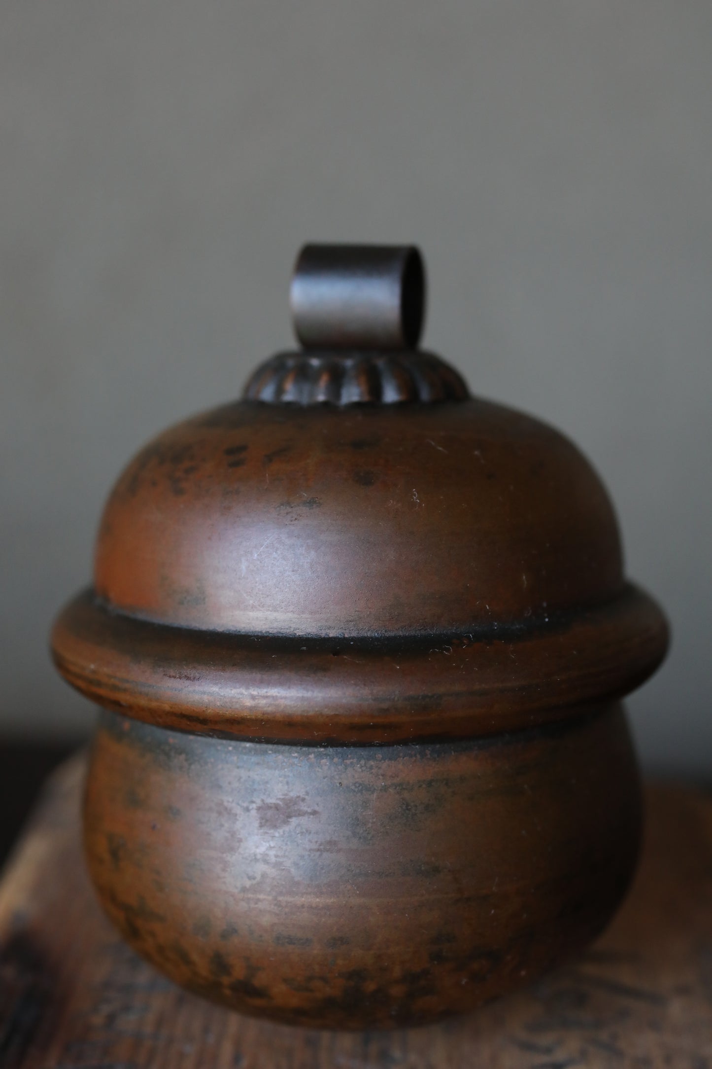 Suzu Bell- Shinto Japanese Antique Bronze Shrine, Handcrafted Metal (H3.7in/H10cm)