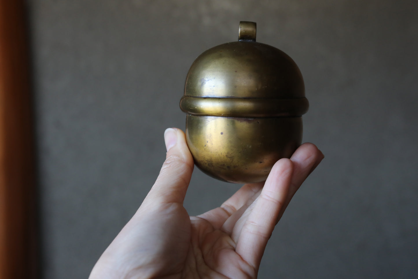 Suzu Bell- Shinto Japanese Antique Brass Shrine, Handcrafted Metal (H3.7in/H9.5cm)