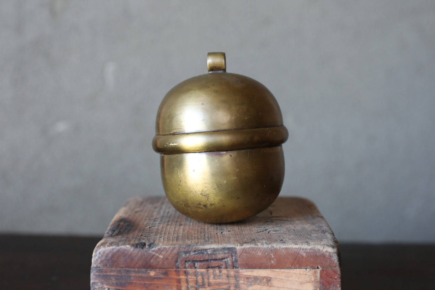 Suzu Bell- Shinto Japanese Antique Brass Shrine, Handcrafted Metal (H3.7in/H9.5cm)