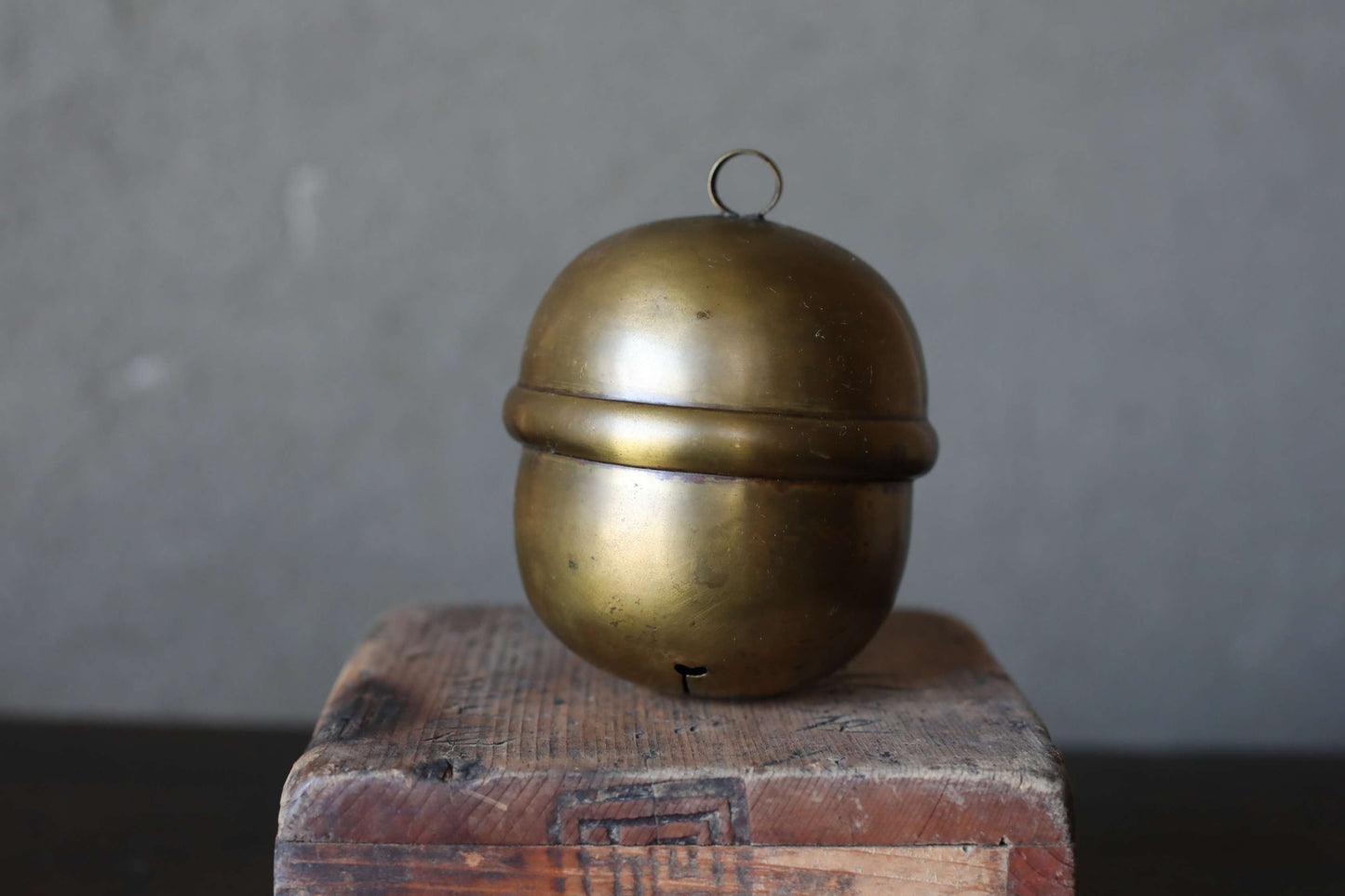 Suzu Bell- Shinto Japanese Antique Brass Shrine, Handcrafted Metal (H3.7in/H9.5cm)