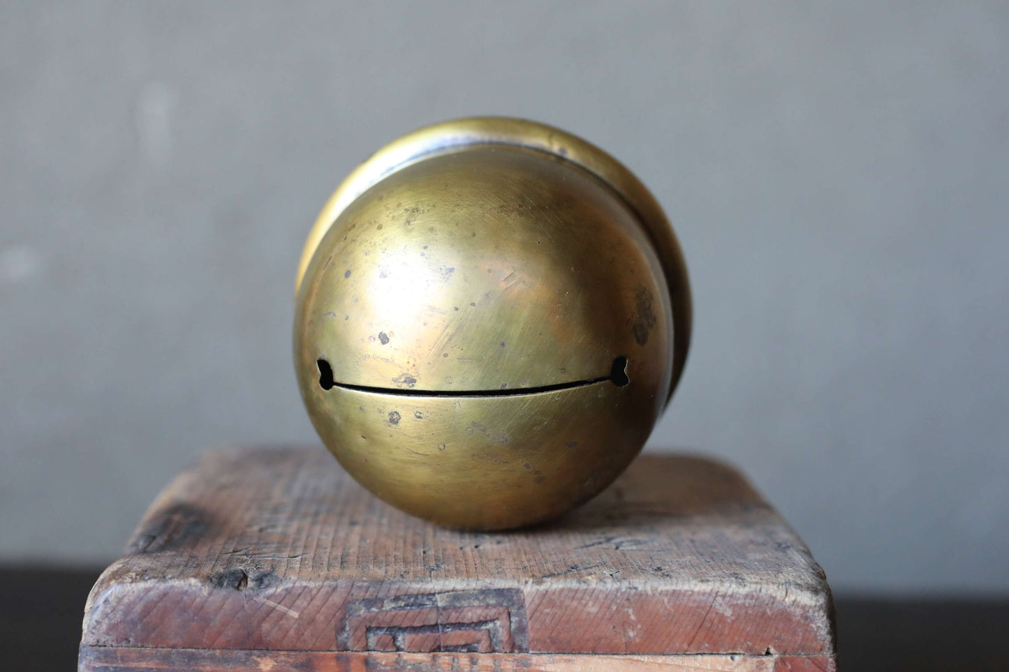 Suzu Bell- Shinto Japanese Antique Brass Shrine, Handcrafted Metal (H3.7in/H9.5cm)