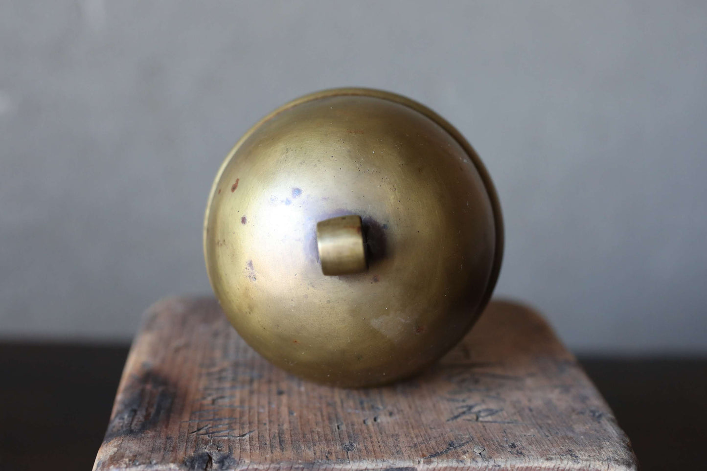 Suzu Bell- Shinto Japanese Antique Brass Shrine, Handcrafted Metal (H3.7in/H9.5cm)