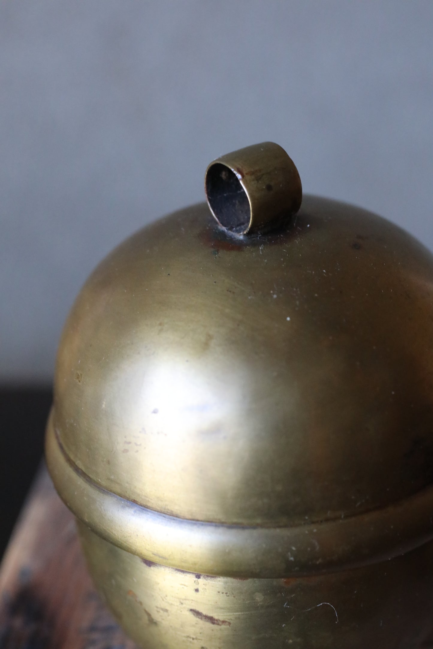 Suzu Bell- Shinto Japanese Antique Brass Shrine, Handcrafted Metal (H3.7in/H9.5cm)