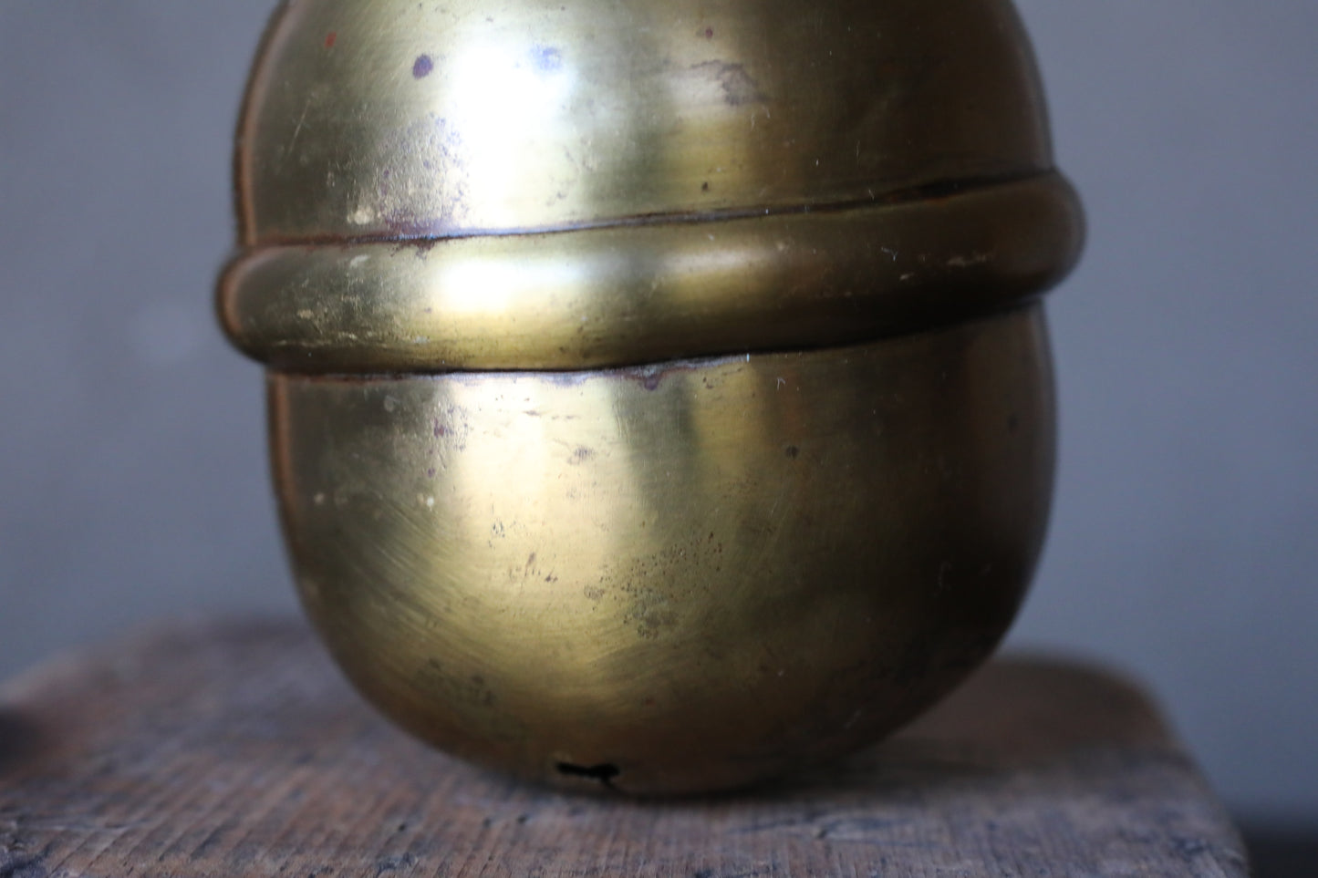 Suzu Bell- Shinto Japanese Antique Brass Shrine, Handcrafted Metal (H3.7in/H9.5cm)