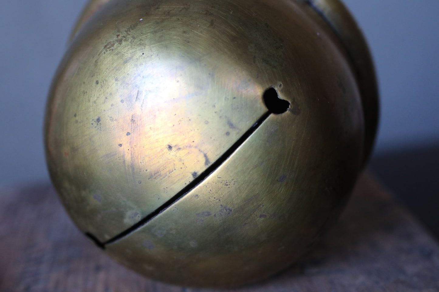 Suzu Bell- Shinto Japanese Antique Brass Shrine, Handcrafted Metal (H3.7in/H9.5cm)