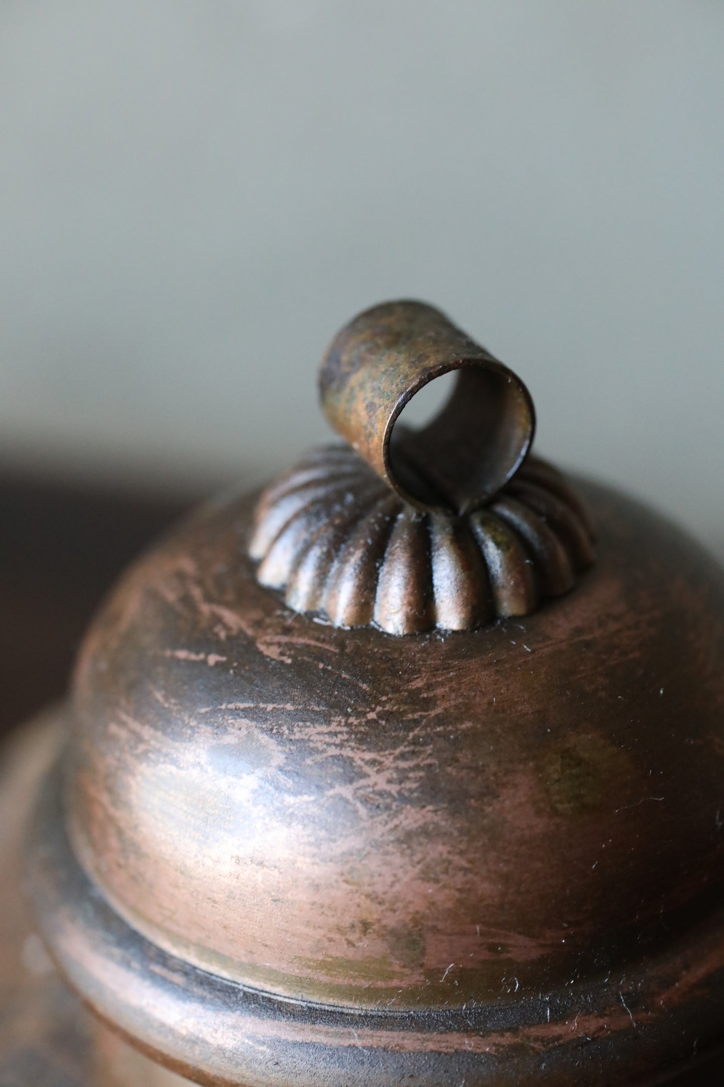 Suzu Bell- Shinto Japanese Antique Bronze Shrine, Handcrafted Metal (H3.4in/H8.6cm)