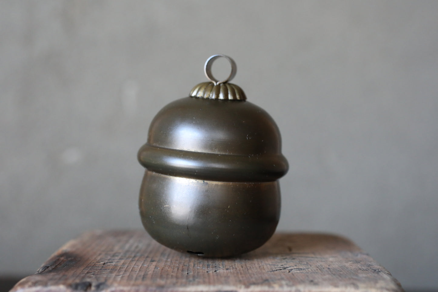 Suzu Bell- Shinto Japanese Antique Bronze Shrine, Handcrafted Metal (H2.8in/H7cm)