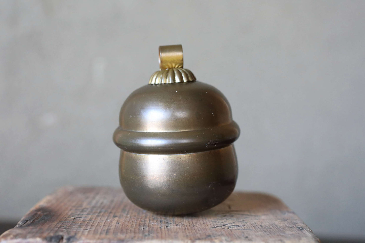Suzu Bell- Shinto Japanese Antique Bronze Shrine, Handcrafted Metal (H2.8in/H7cm)