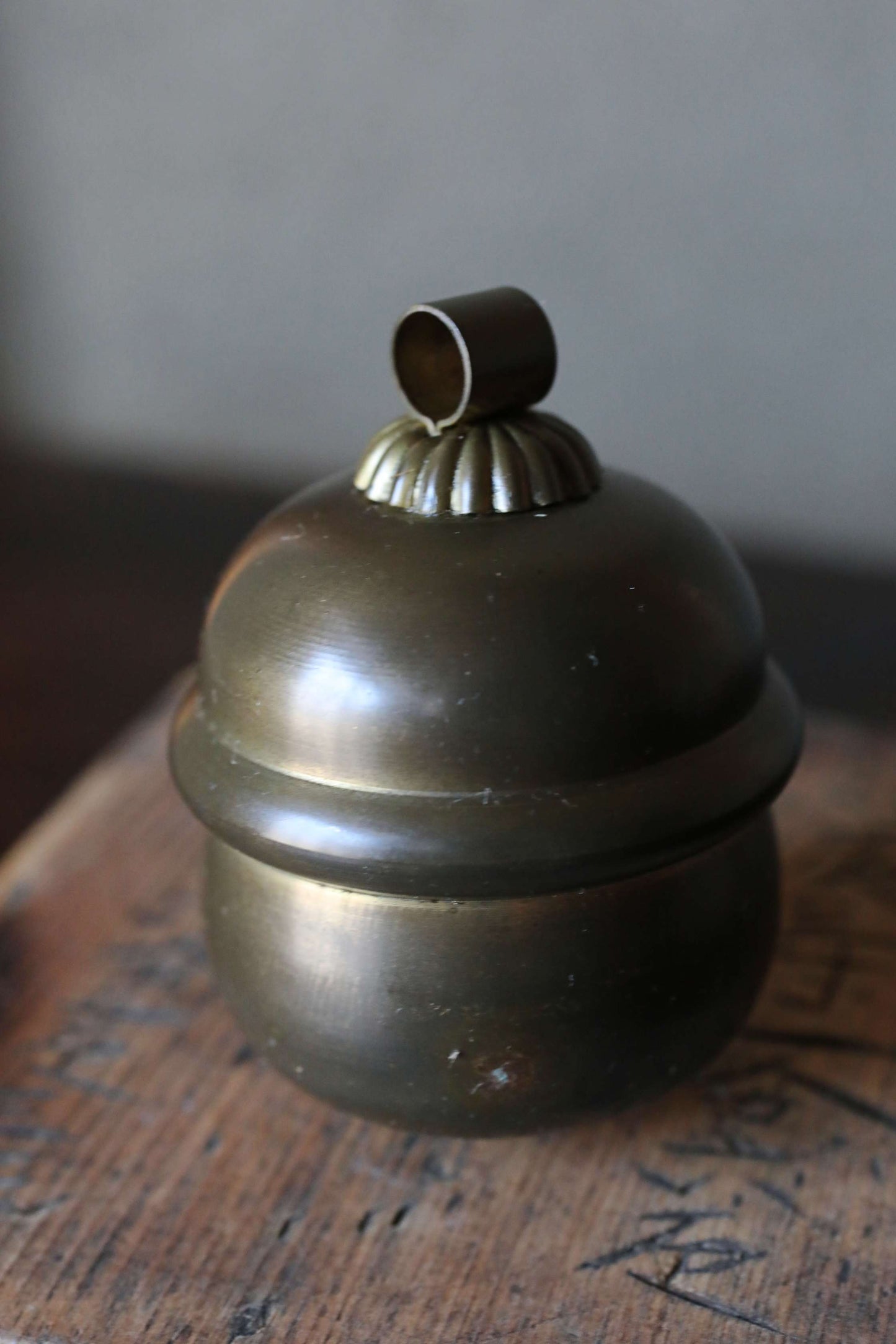 Suzu Bell- Shinto Japanese Antique Bronze Shrine, Handcrafted Metal (H2.8in/H7cm)