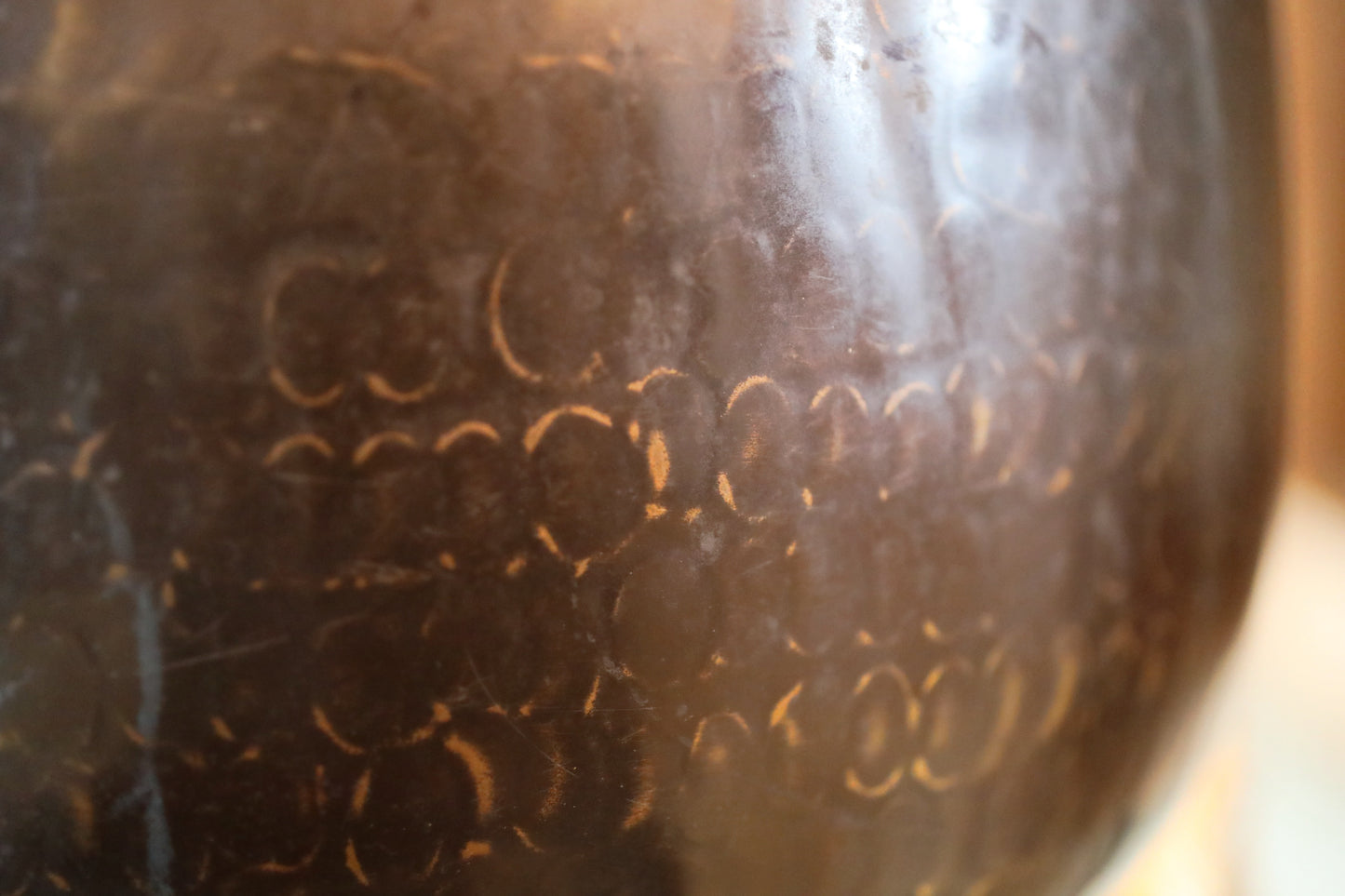 Antique Japanese Bronze Buddhist Singing Bowl, Black Lacquered Stand, Signed (W11.8 in/30cm)