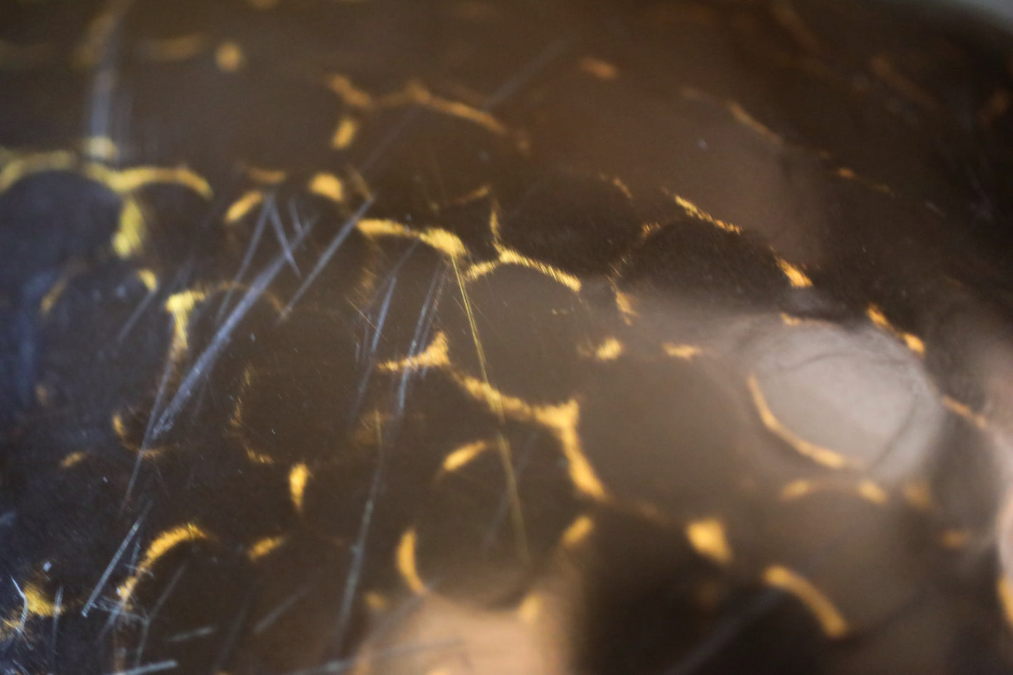 Antique Japanese Bronze Buddhist Singing Bowl, Black Lacquered Stand, Signed (W11.8 in/30cm)