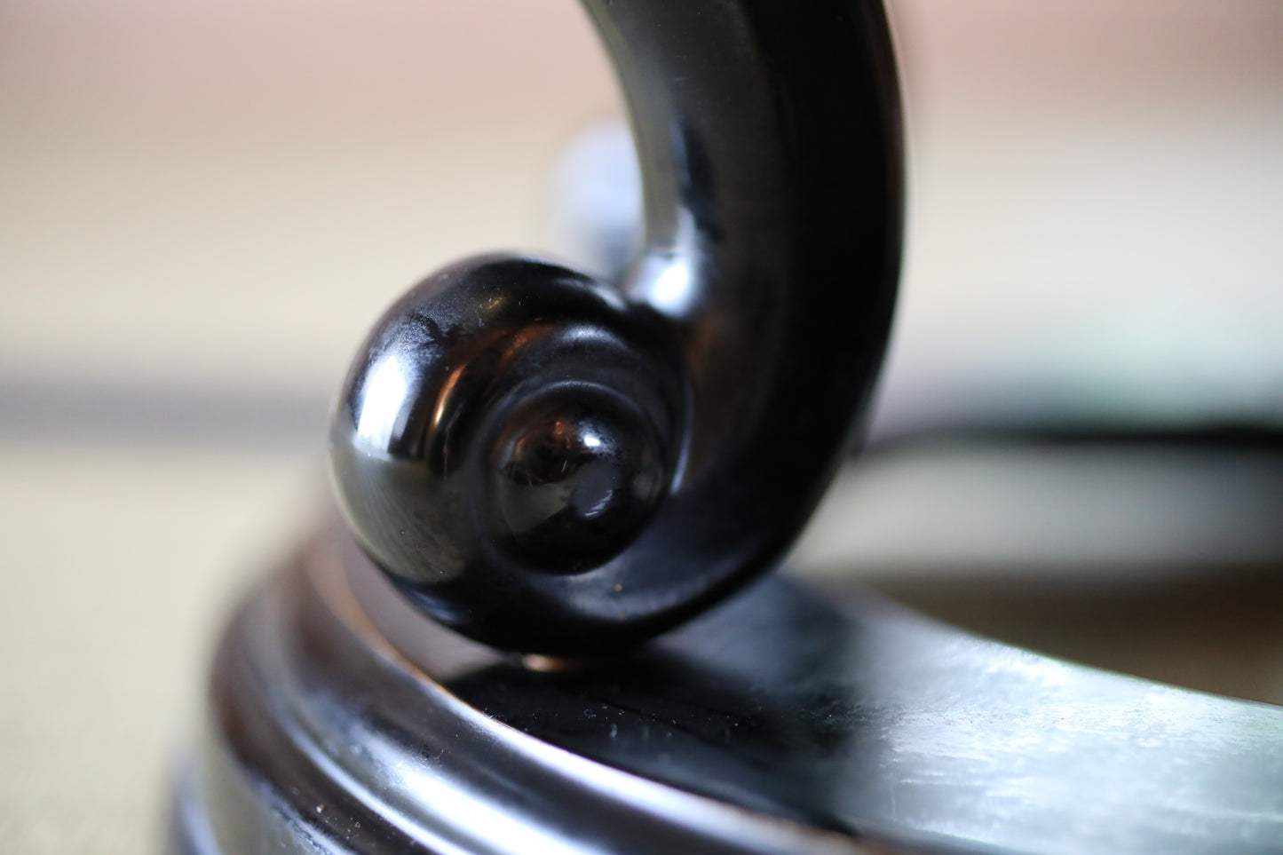 Antique Japanese Bronze Buddhist Singing Bowl, Black Lacquered Stand, Signed (W11.8 in/30cm)