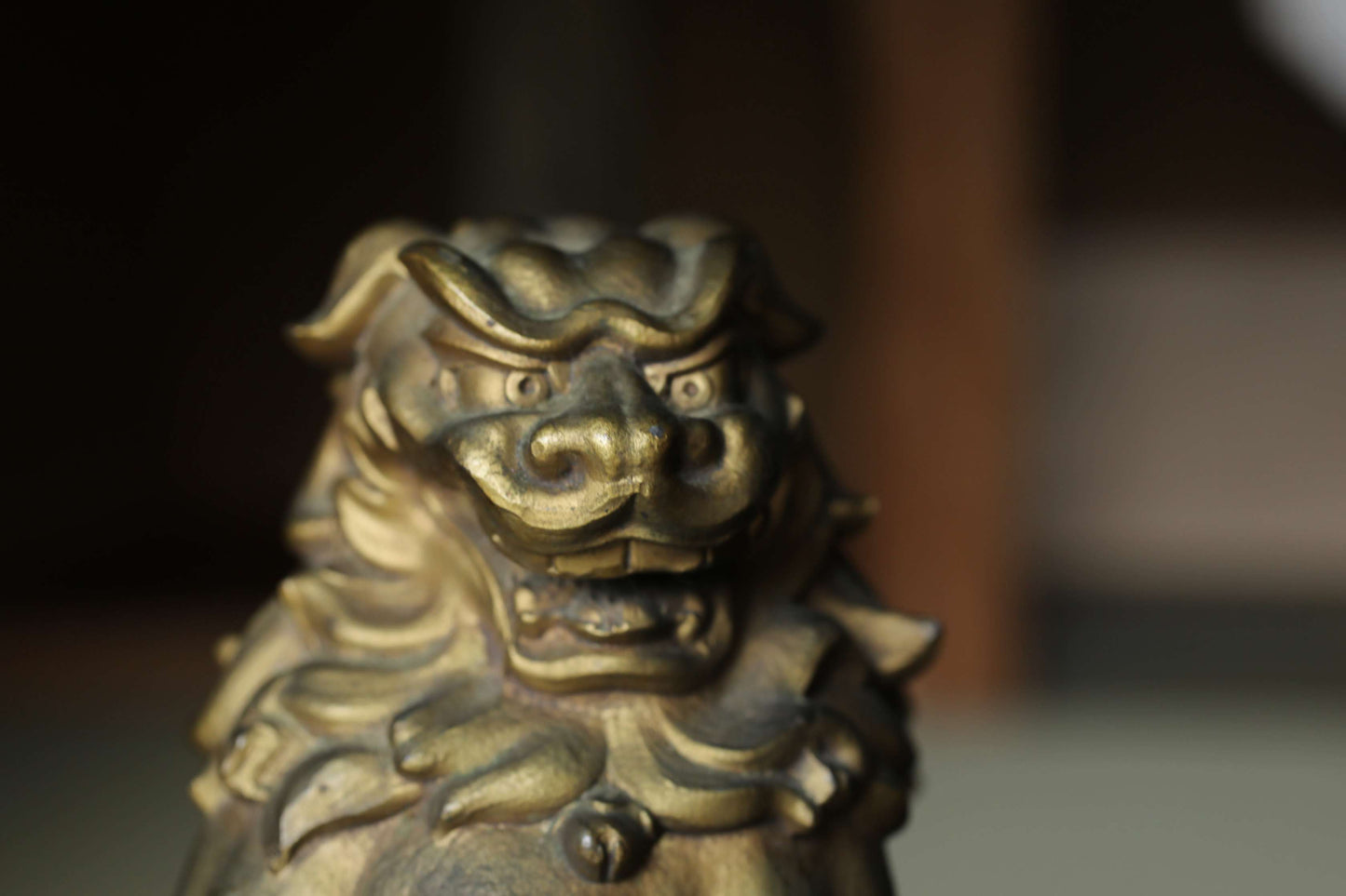 Antique Bronze alloy Komainu Lions pair, Shinto Shrine Guardian Ornament, Bookends,
