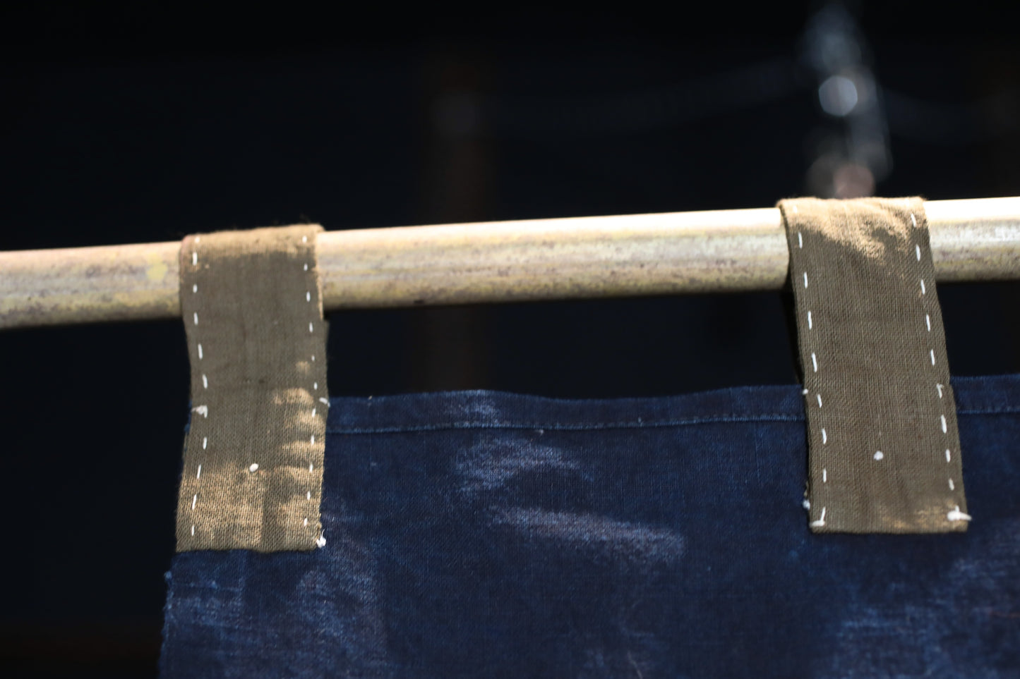 Antique Japanese Noren Curtain – Indigo Cotton Room Divider, Edo Era Crest Design