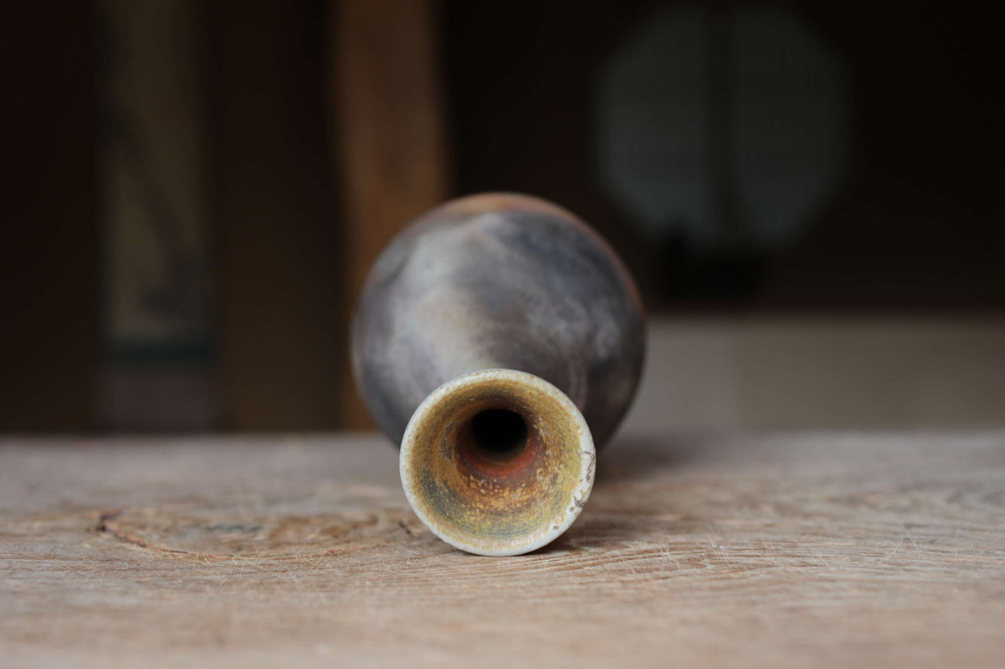 Japanese Bizen Ware Flower Vase: Signed Pottery with Box, for IKEBANA, Tea ceremony
