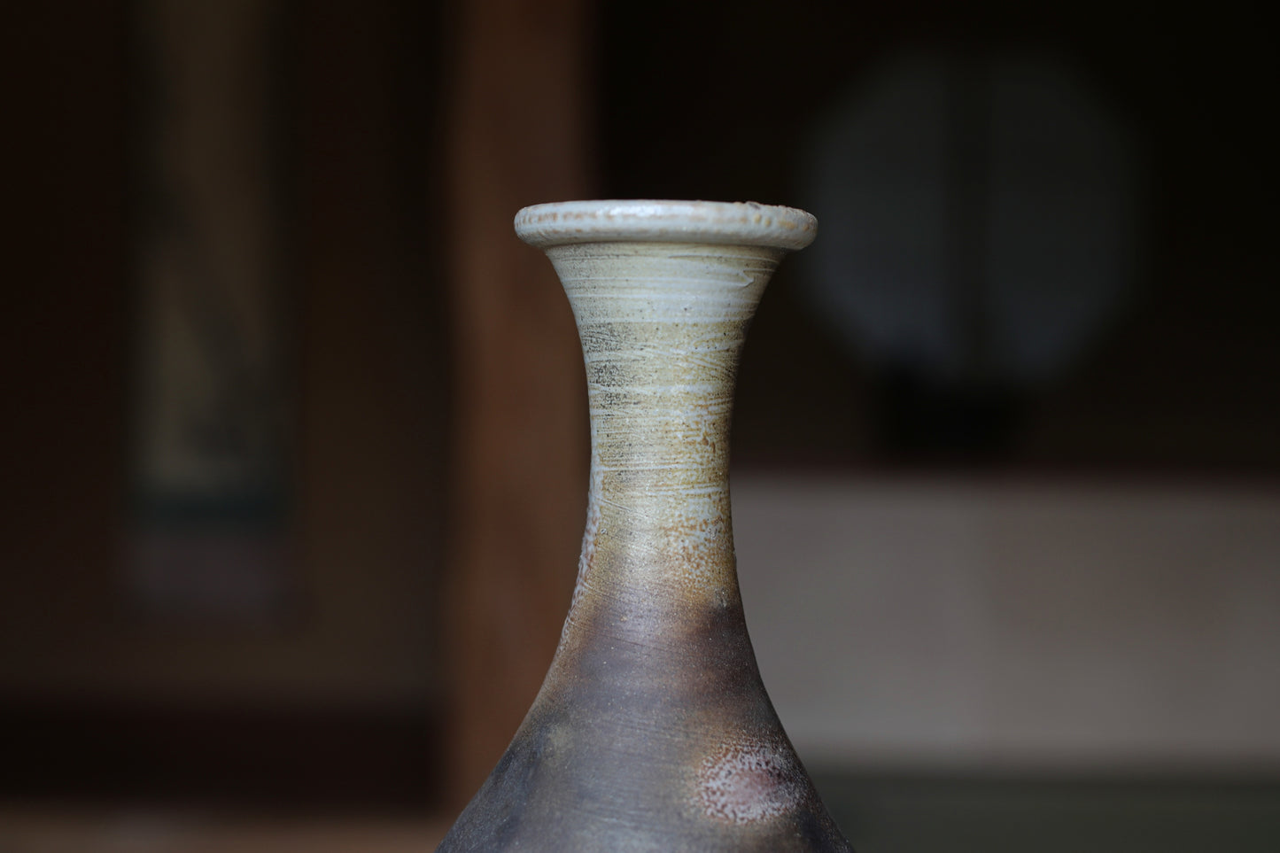 Japanese Bizen Ware Flower Vase: Signed Pottery with Box, for IKEBANA, Tea ceremony