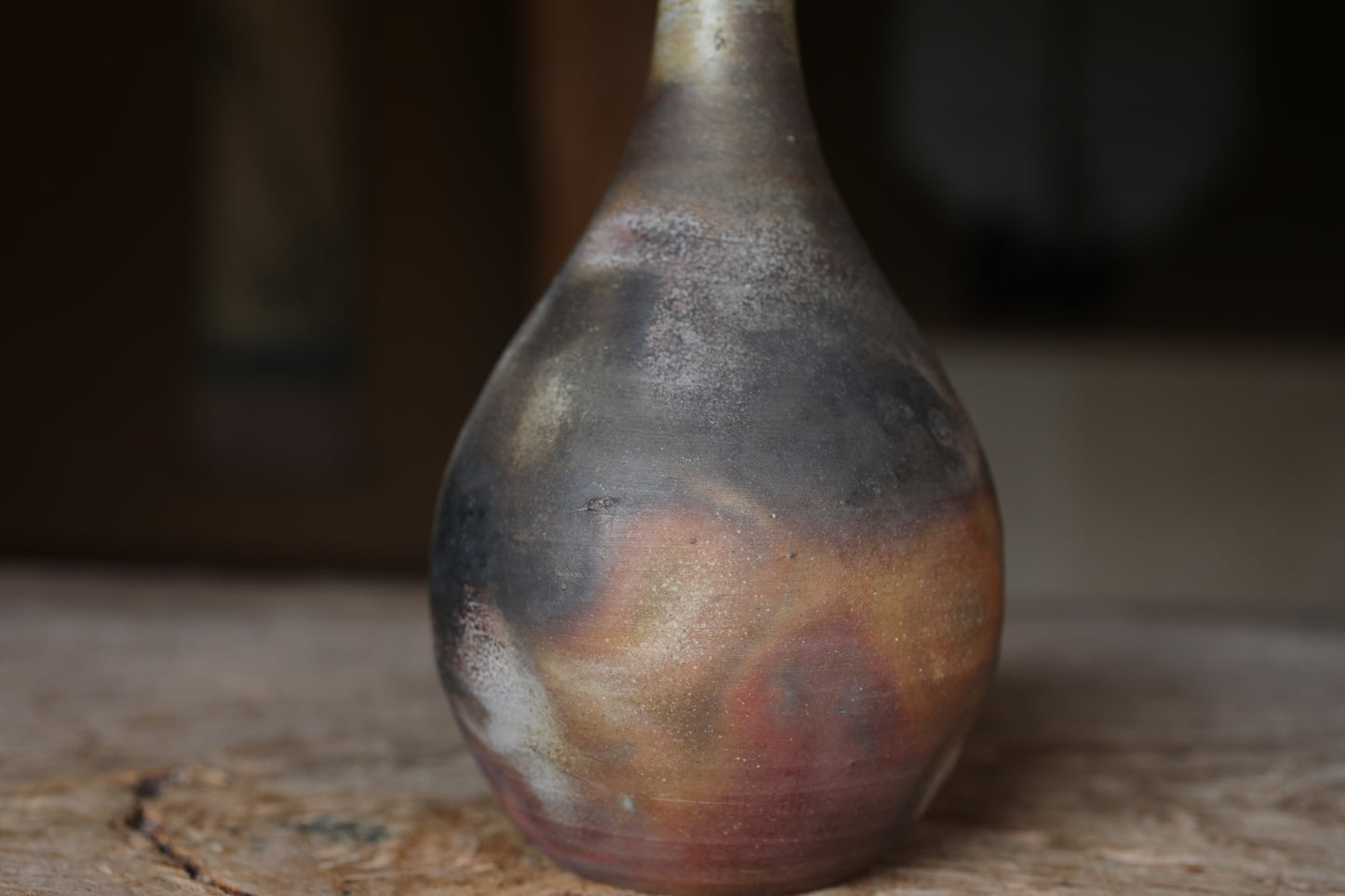 Japanese Bizen Ware Flower Vase: Signed Pottery with Box, for IKEBANA, Tea ceremony