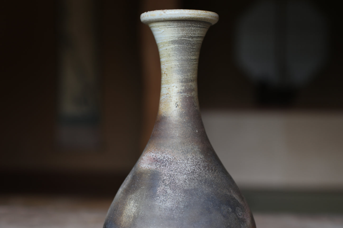 Japanese Bizen Ware Flower Vase: Signed Pottery with Box, for IKEBANA, Tea ceremony