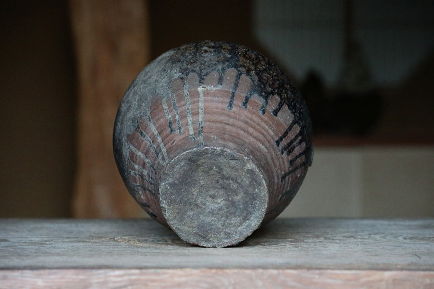 1700s Japanese antique TANBA hand made ceramic jar flower vase Wabi Sabi  H9.4in/H24cm