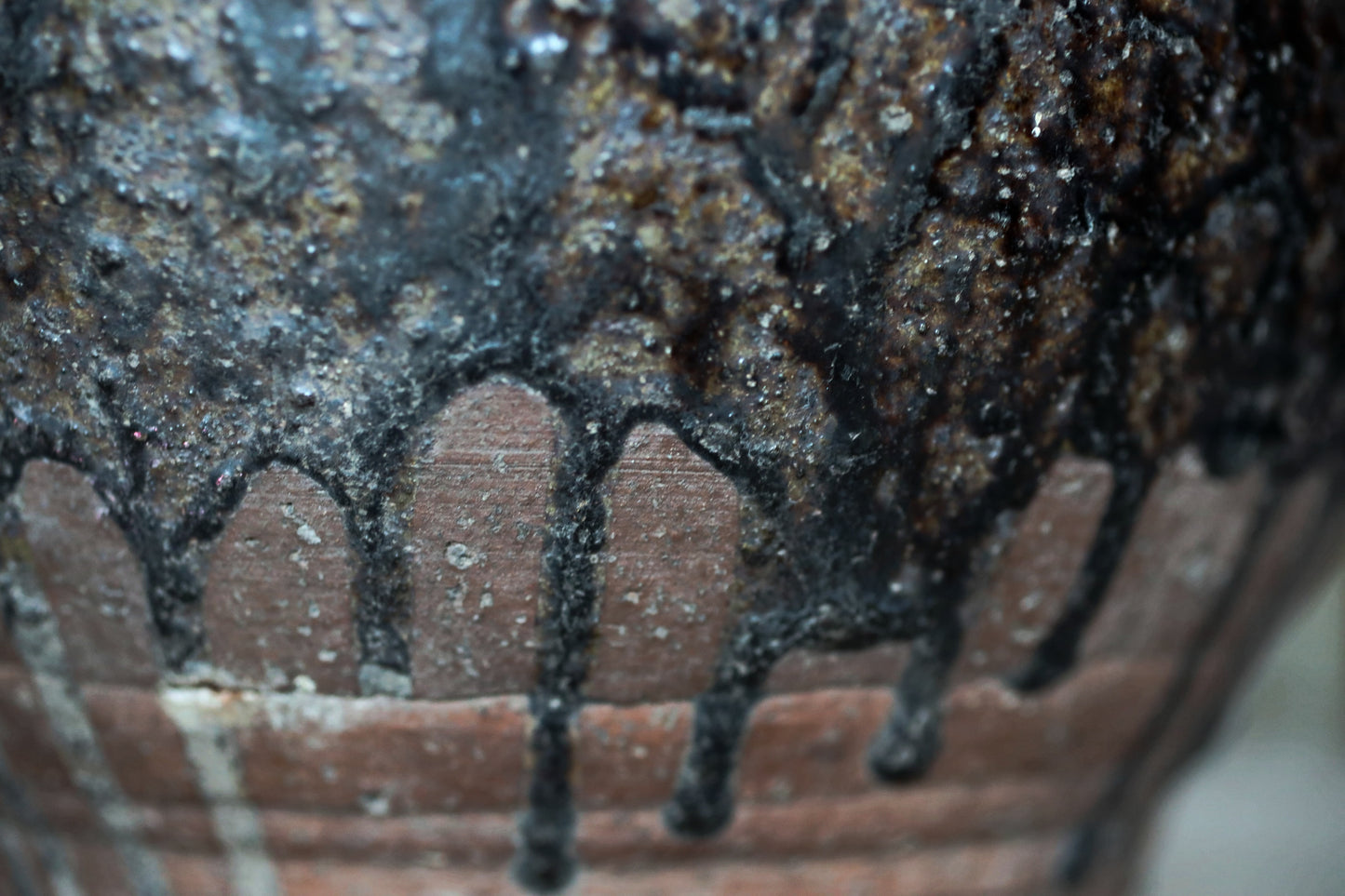 1700s Japanese antique TANBA hand made ceramic jar flower vase Wabi Sabi  H9.4in/H24cm