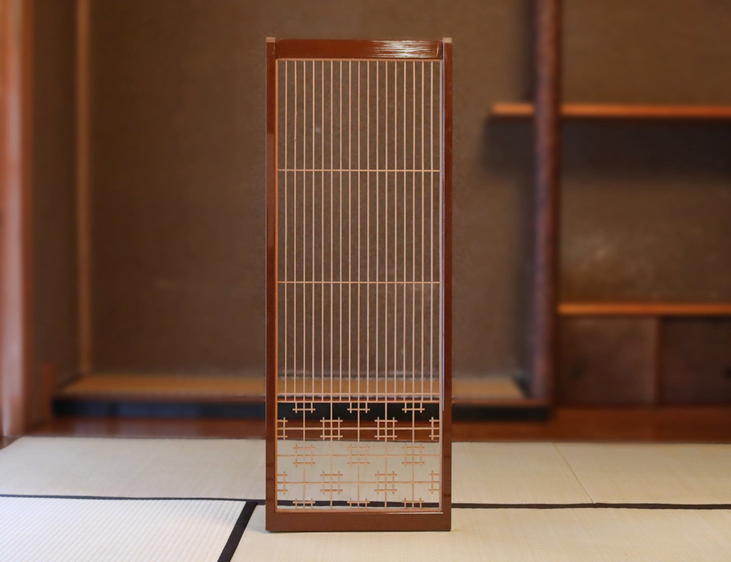 Antique Kumiko Shoji Screen, Japanese Wooden Lattice, furniture panel(H45.7x17.1in/H116×43.5cm)