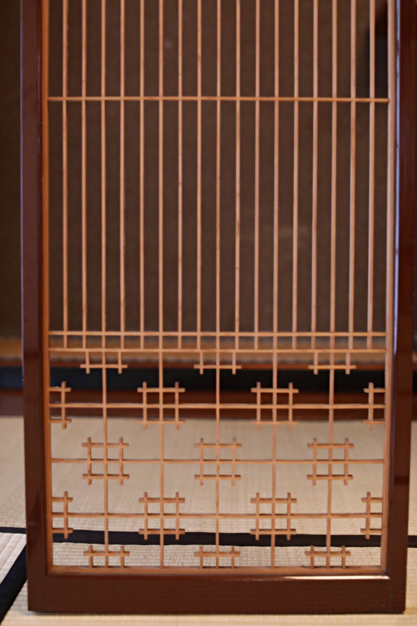 Antique Kumiko Shoji Screen, Japanese Wooden Lattice, furniture panel(H45.7x17.1in/H116×43.5cm)