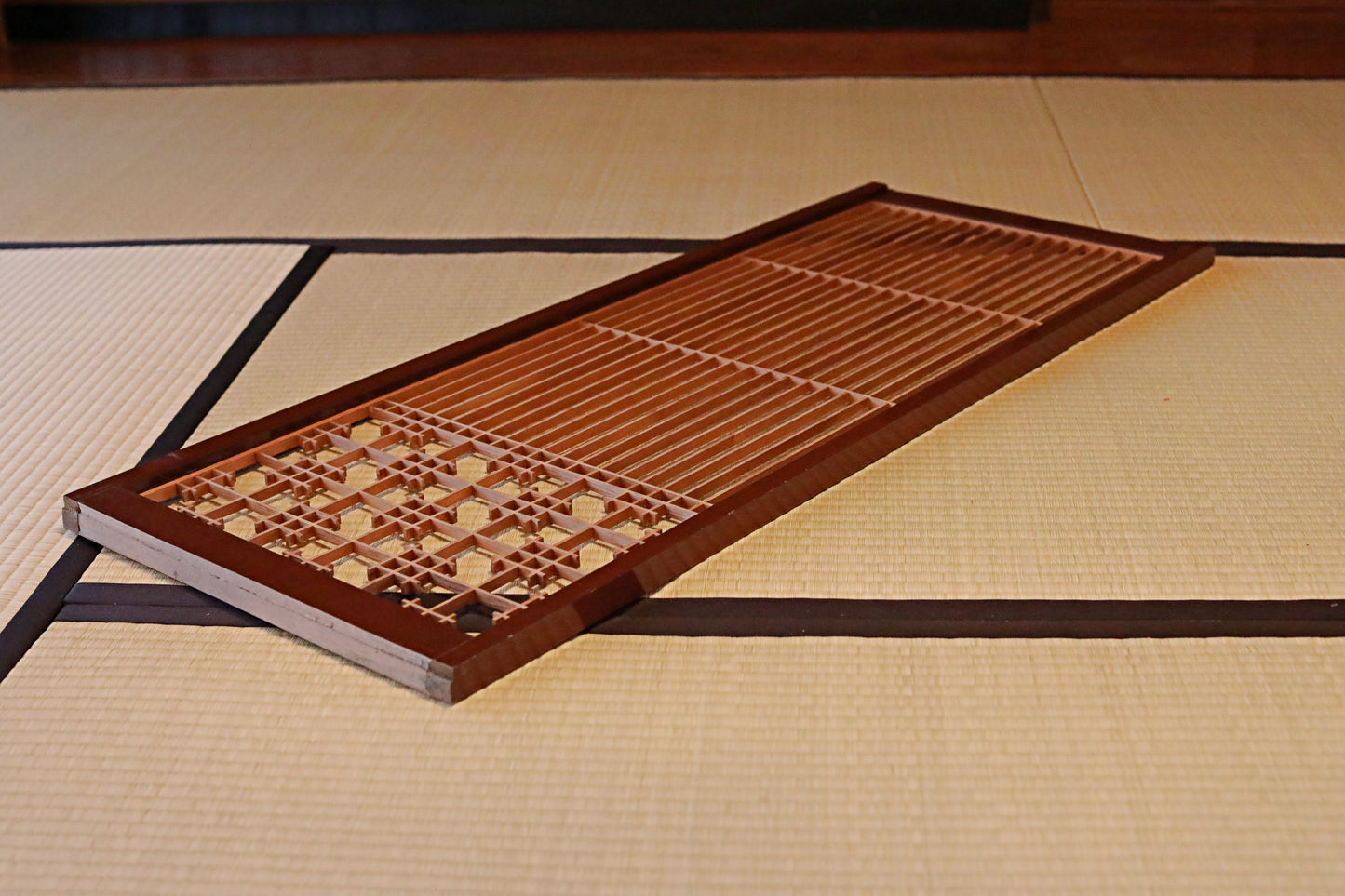 Antique Kumiko Shoji Screen, Japanese Wooden Lattice, furniture panel(H45.7x17.1in/H116×43.5cm)