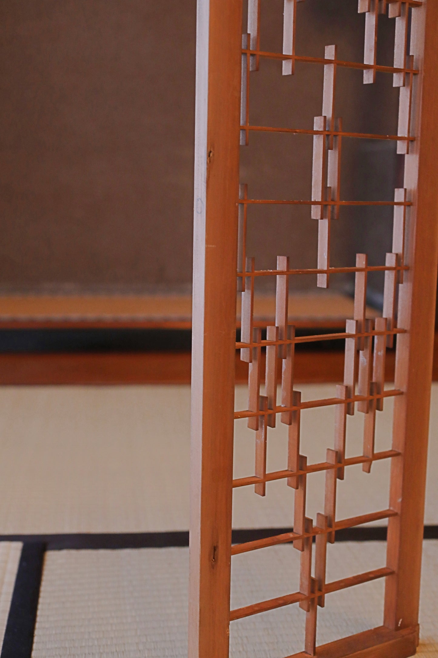 Japanese Furniture antique interior architectural screen,"kumiko, wooden framework" for a sliding screen, shoji, H35.6×10.1in/H90.4×25.6cm