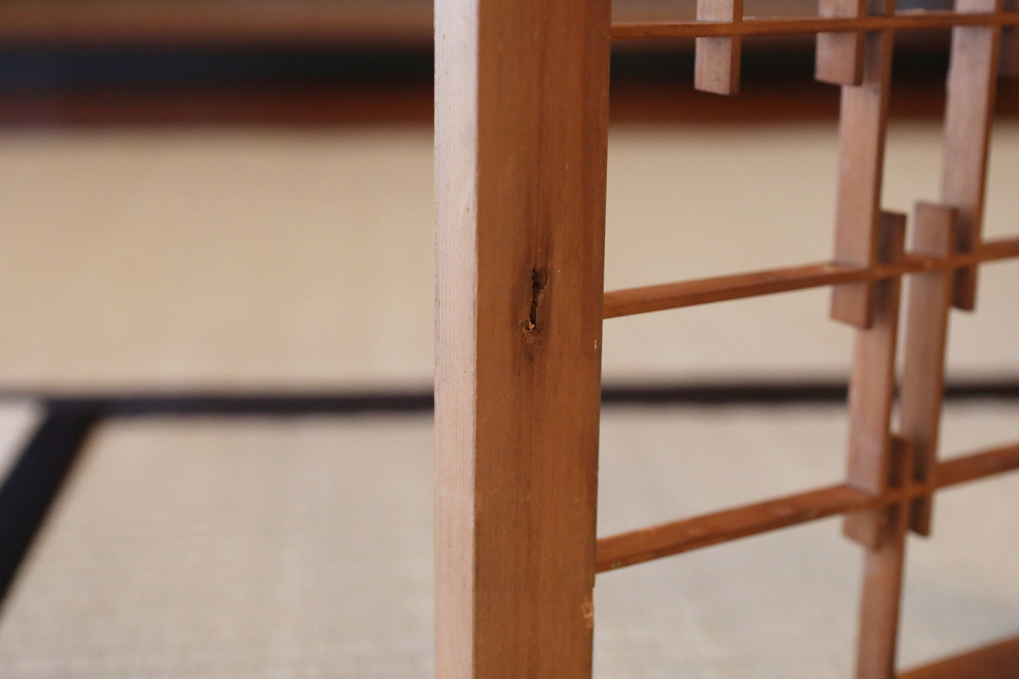 Japanese Furniture antique interior architectural screen,"kumiko, wooden framework" for a sliding screen, shoji, H35.6×10.1in/H90.4×25.6cm