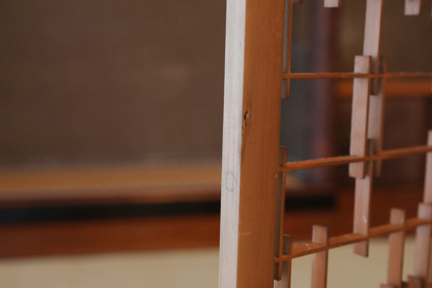 Japanese Furniture antique interior architectural screen,"kumiko, wooden framework" for a sliding screen, shoji, H35.6×10.1in/H90.4×25.6cm