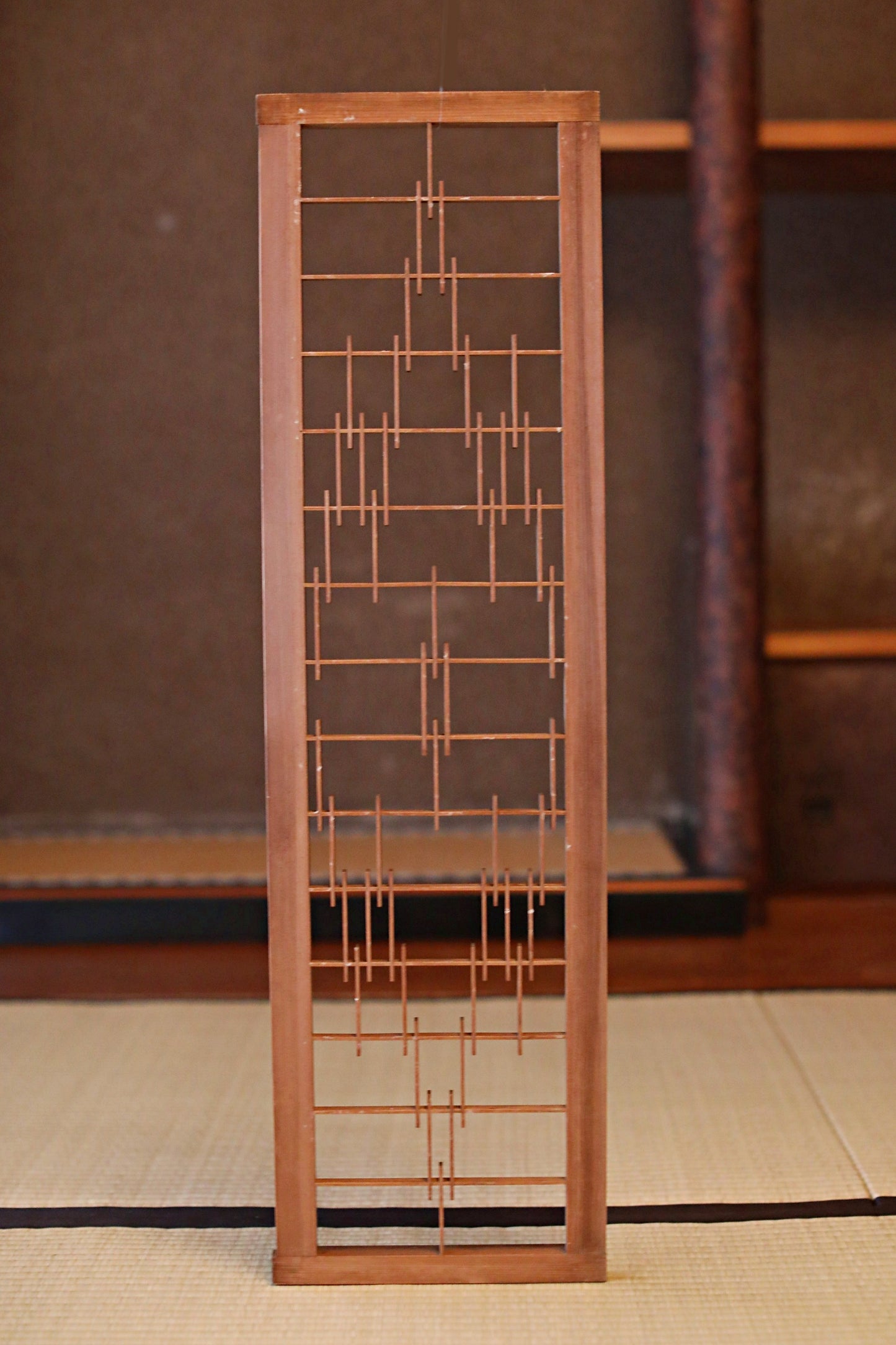Japanese Furniture antique interior architectural screen,"kumiko, wooden framework" for a sliding screen, shoji, H35.6×10.1in/H90.4×25.6cm