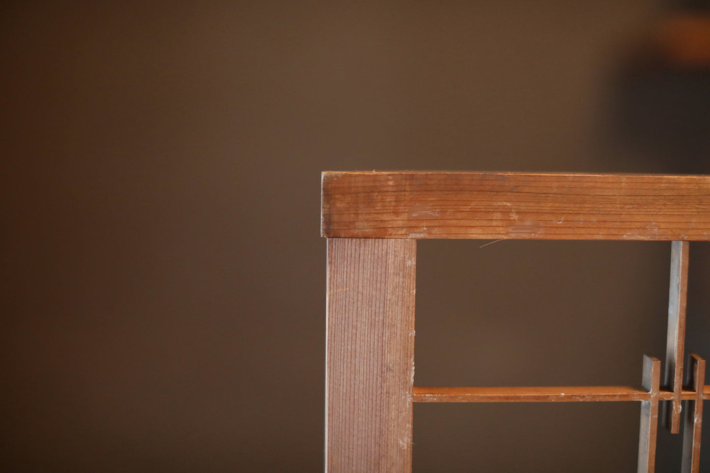 Japanese Furniture antique interior architectural screen,"kumiko, wooden framework" for a sliding screen, shoji, H35.6×10.1in/H90.4×25.6cm