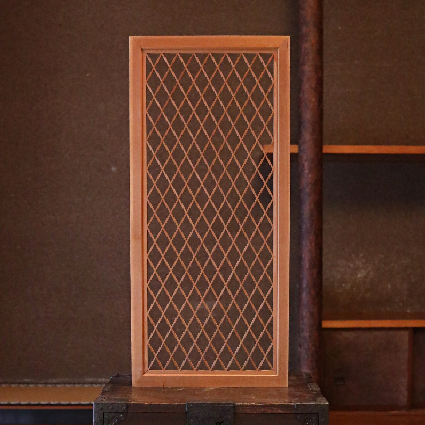 Japanese Furniture antique interior architectural screen,"kumiko, wooden framework" for a sliding screen, shoji, H31.1×14.1in/H78.9×35.7cm